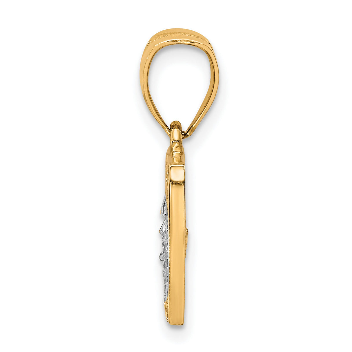 10k Multi-Tone Gold Pendant with Cubic Zirconia, Ben Franklin Face, Diamond-Cut 100 Dollar Bill