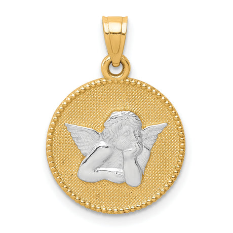 10k Multi-Tone Gold Angel Pendant with Detailed Cherub Design, Christian Faith Jewelry