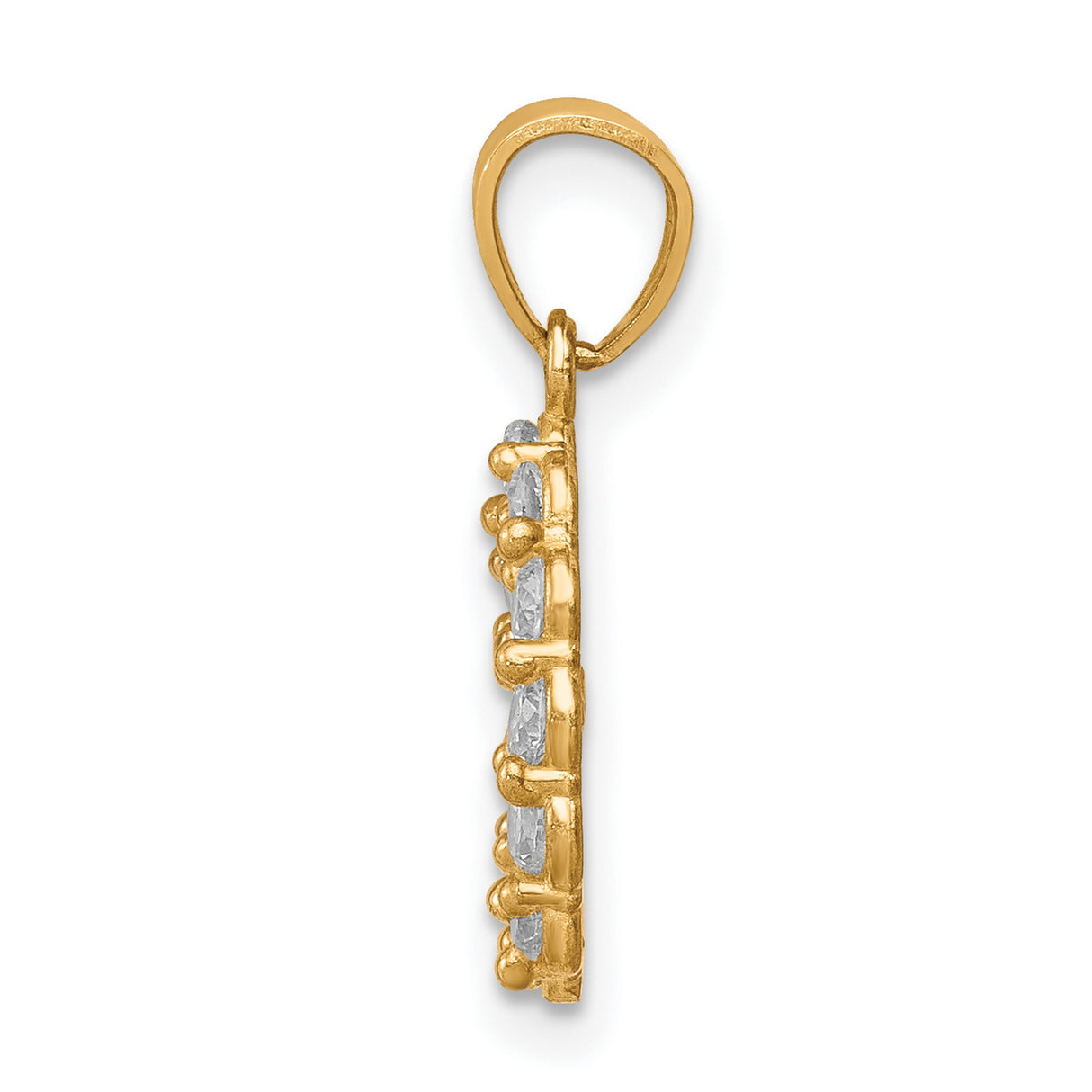 10k Two-Tone Gold Guadalupe Pendant with Cubic Zirconia Halo, Rose Gold Virgin Mary, Scalloped Frame