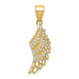 10k Yellow Gold Angel Wing Pendant with Cubic Zirconia, Christian Faith Jewelry for Women