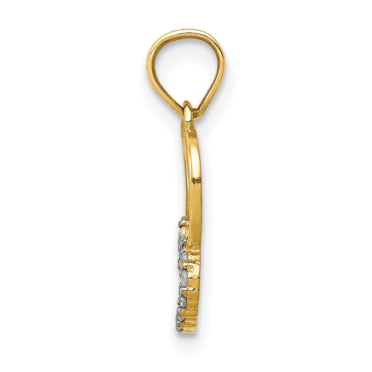 10k Yellow Gold Heart Pendant with Cubic Zirconia, Open Design, Romantic Jewelry for Women