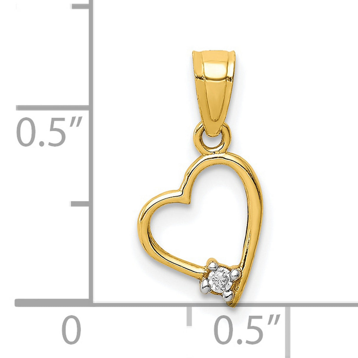10k Yellow Gold Heart Pendant with Cubic Zirconia, Open Design, Romantic Jewelry for Women
