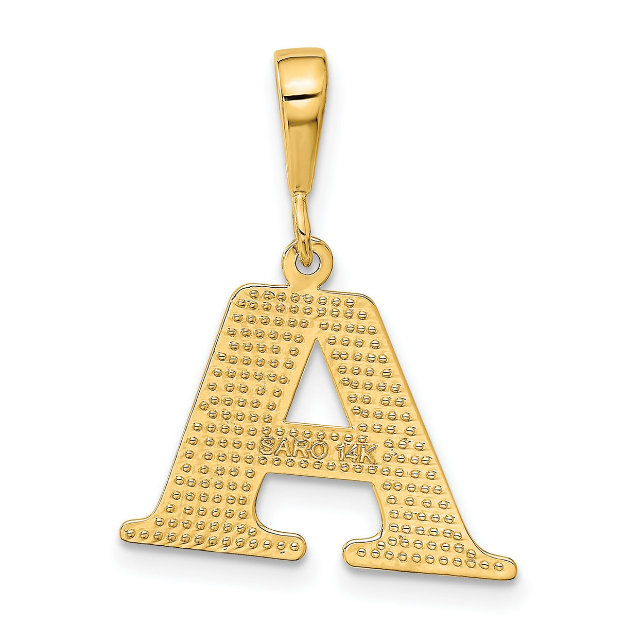 10k Yellow Gold Initial A Pendant, Diamond Cut Accents, Textured Alphabet Charm