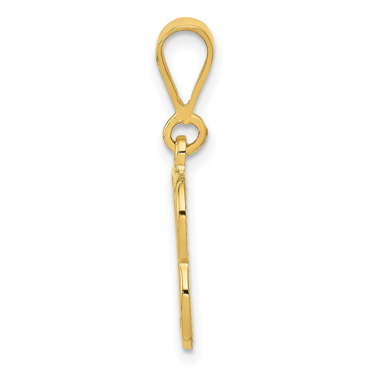 10k Yellow Gold Initial B Pendant with Polished Diamond Cut Finish, Letter Charm for Women or Unisex