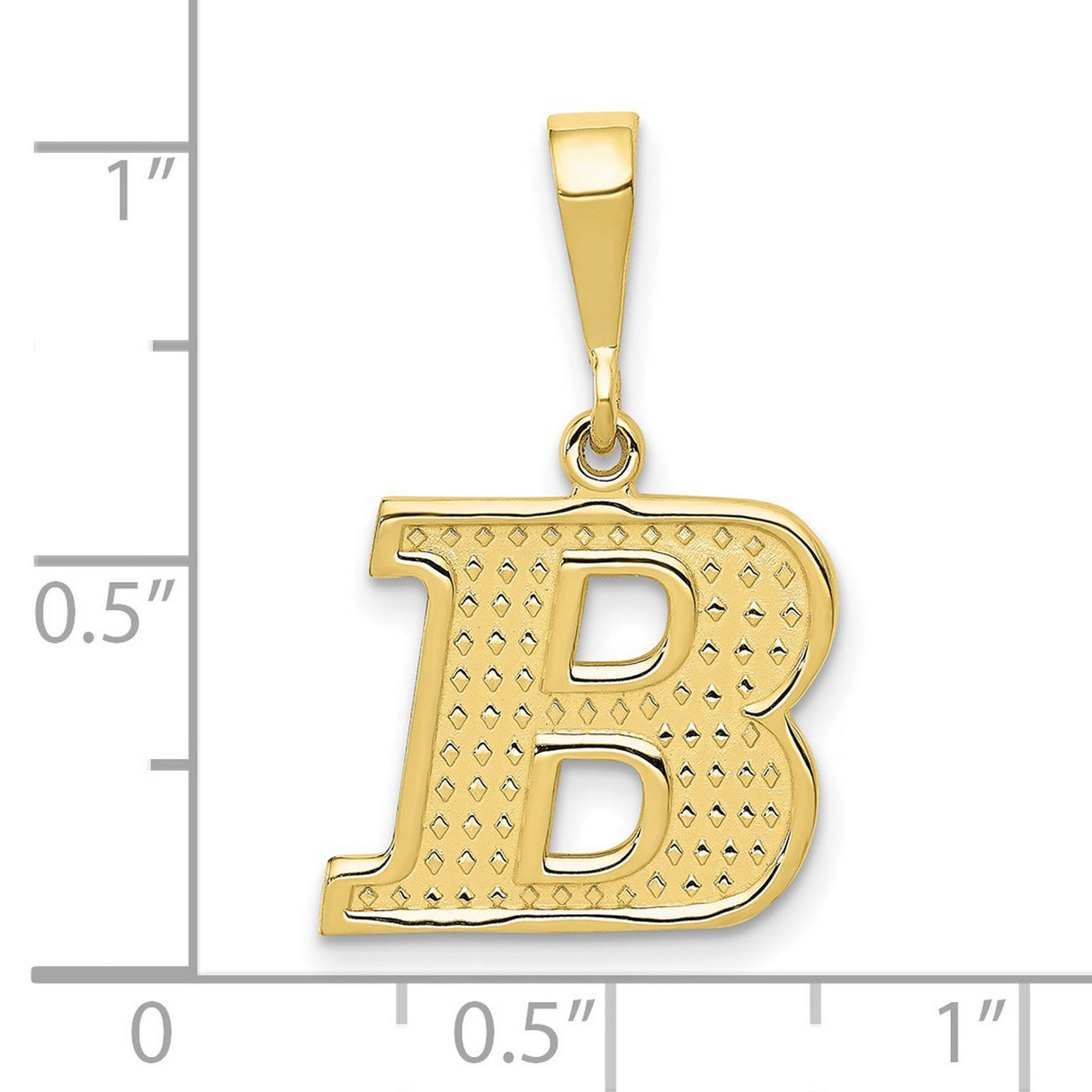 10k Yellow Gold Initial B Pendant with Polished Diamond Cut Finish, Letter Charm for Women or Unisex