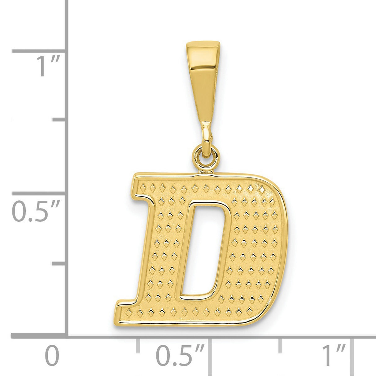 10k Yellow Gold Letter D Pendant with Diamond-Cut Textured Design, Unisex Initial Charm