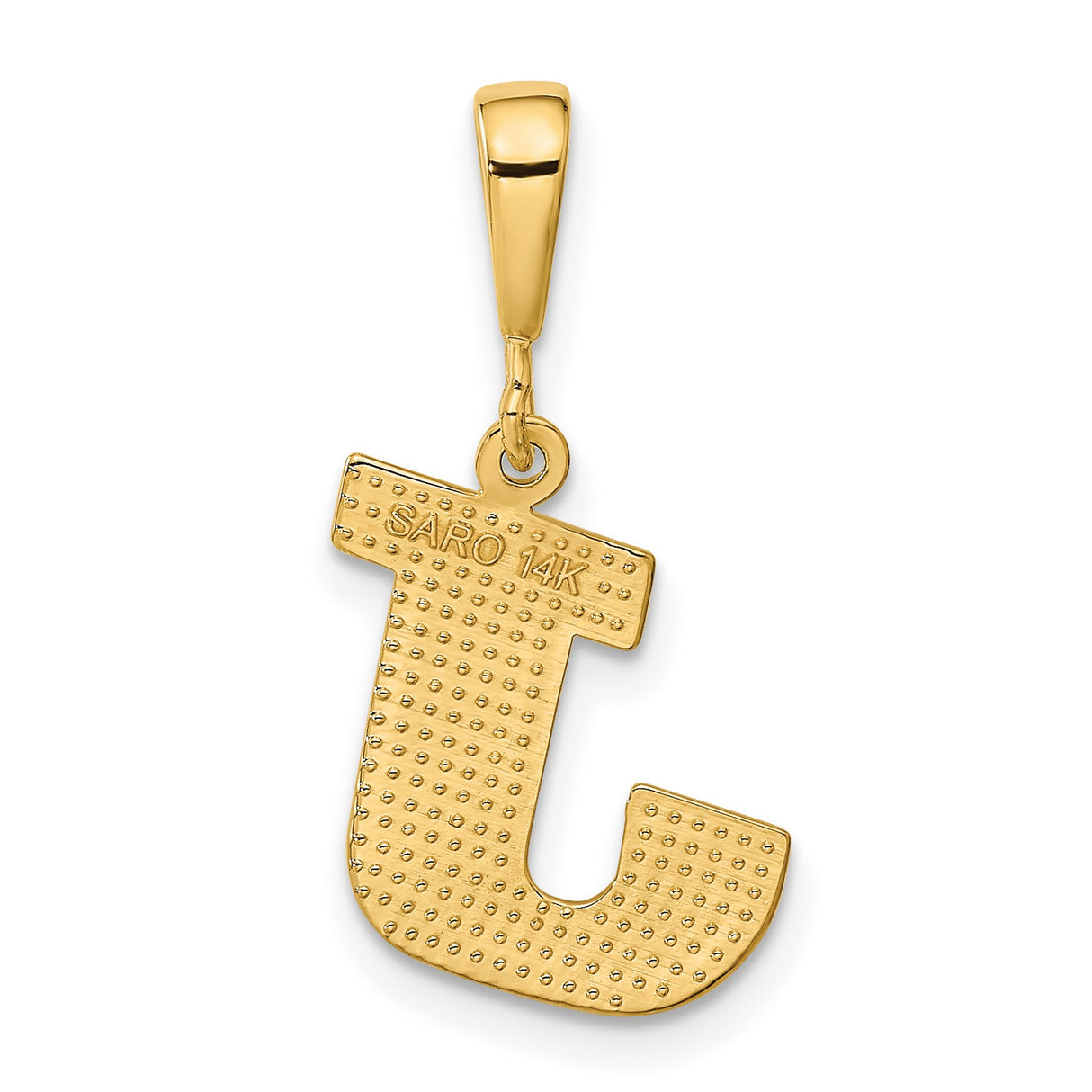 10k Yellow Gold Initial J Pendant, Textured Diamond Cut Letter Charm for Women or Unisex