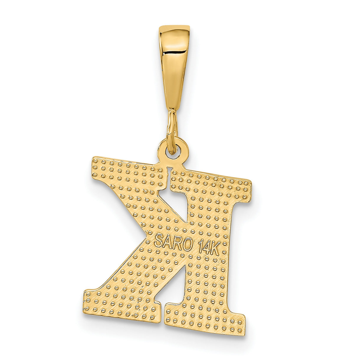 10k Yellow Gold Initial Pendant K Letter Charm with Textured Diamond Cut Design