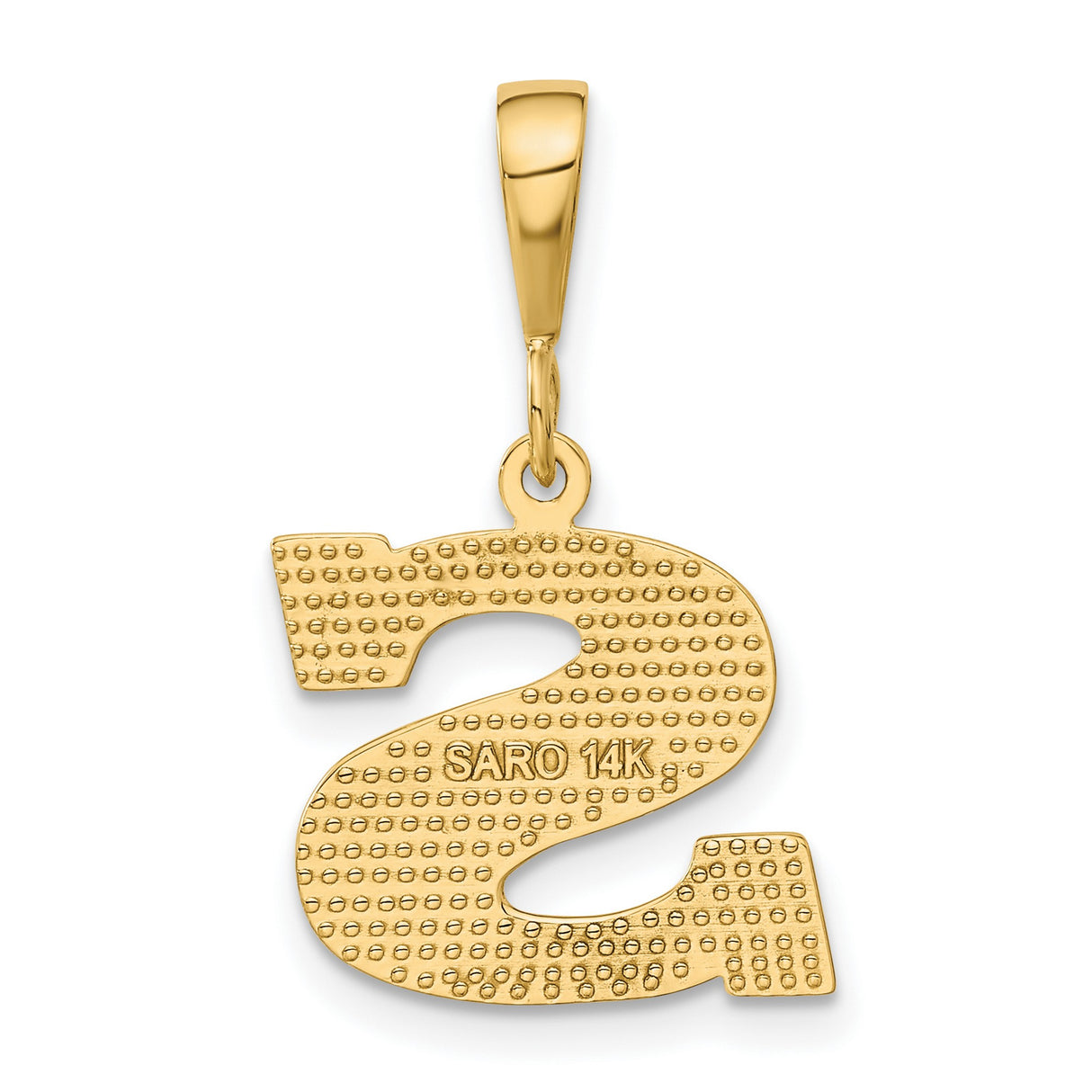 10k Yellow Gold Letter S Pendant, Diamond Cut Initial Charm, Unisex Monogram Jewelry