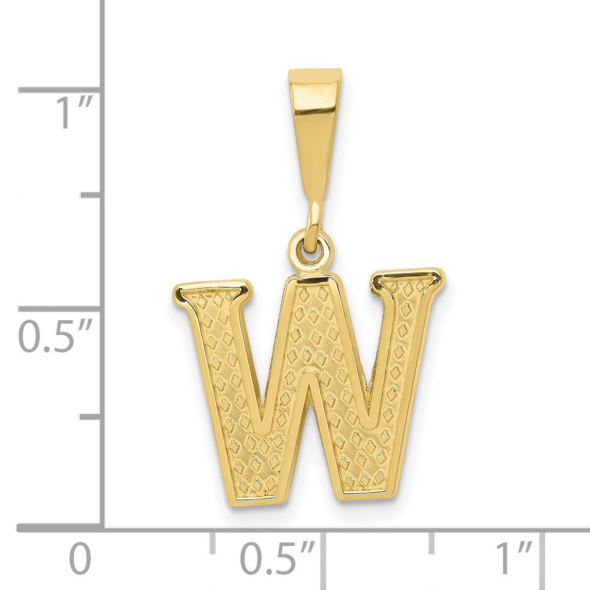 10k Yellow Gold Initial Pendant with Diamond Cut Finish, Letter W Charm