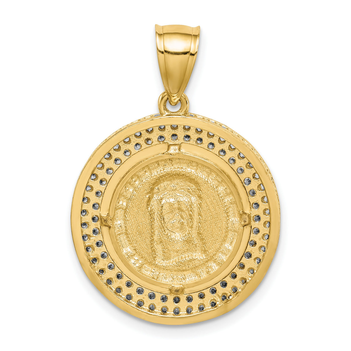 10k Multi-Tone Gold Jesus Face Pendant with Cubic Zirconia, Religious Christian Medallion for Men