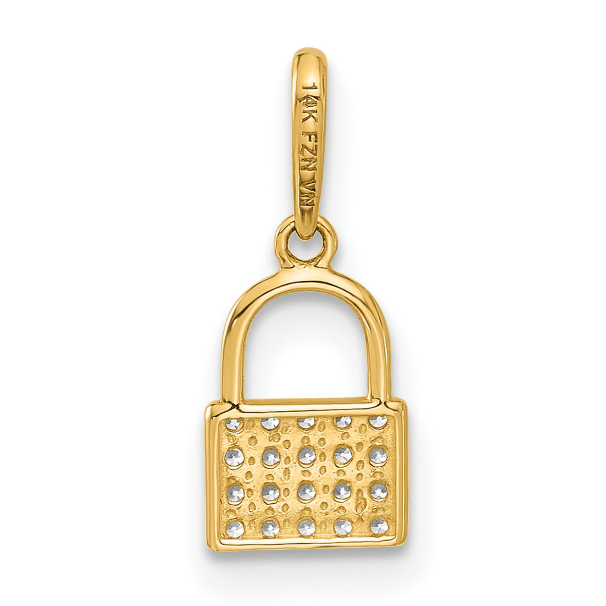 10k Yellow Gold Padlock Charm Pendant with Cubic Zirconia, Romantic Lock Design for Women