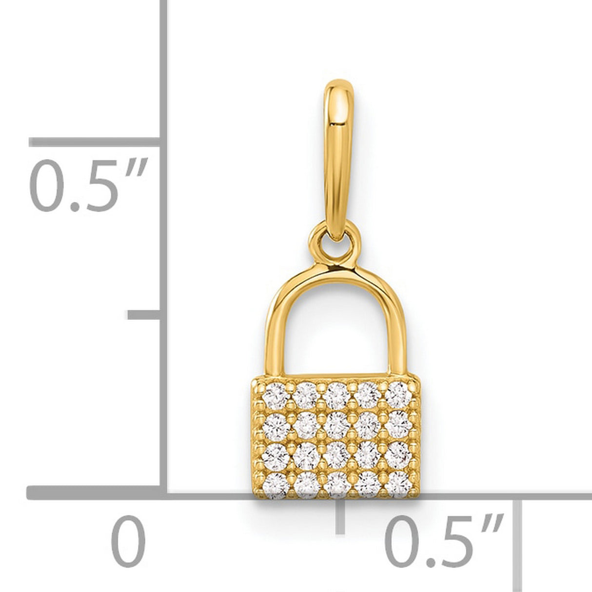 10k Yellow Gold Padlock Charm Pendant with Cubic Zirconia, Romantic Lock Design for Women