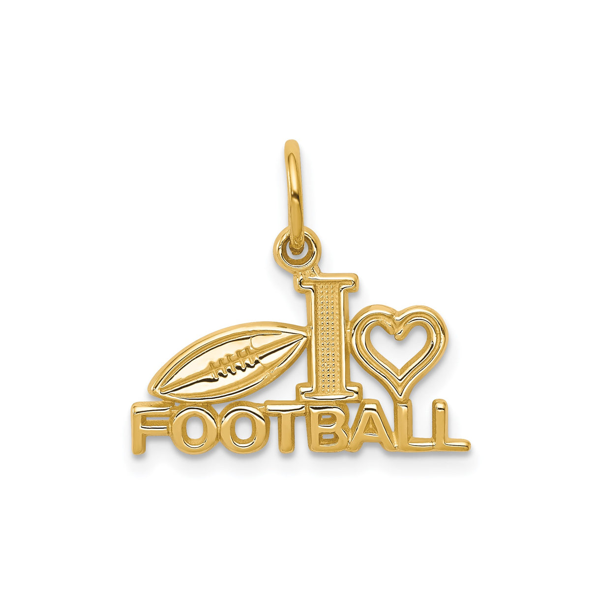 10k Yellow Gold Football Pendant with Heart Design, Unisex Sports Charm