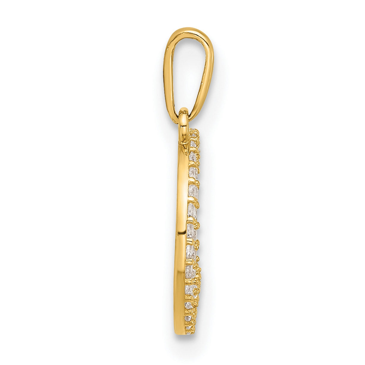 10k Yellow Gold Crescent Moon Pendant with White Stones and Star Accents, Celestial Jewelry for Women