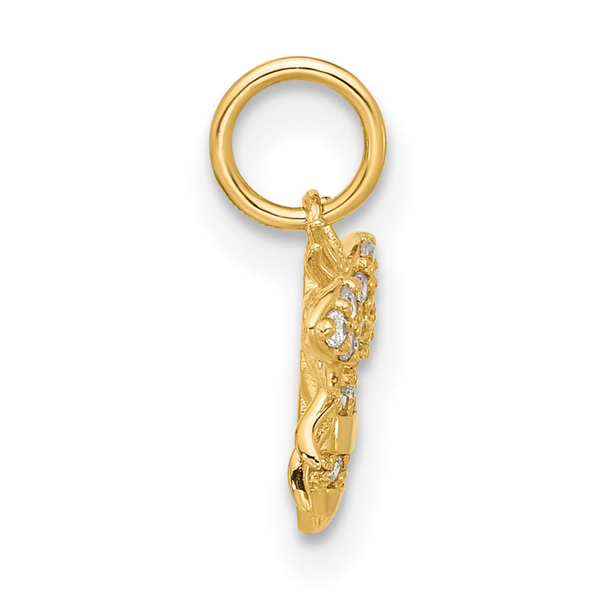 10k Yellow Gold Bee Pendant with Cubic Zirconia, Nature-Inspired Charm for Women