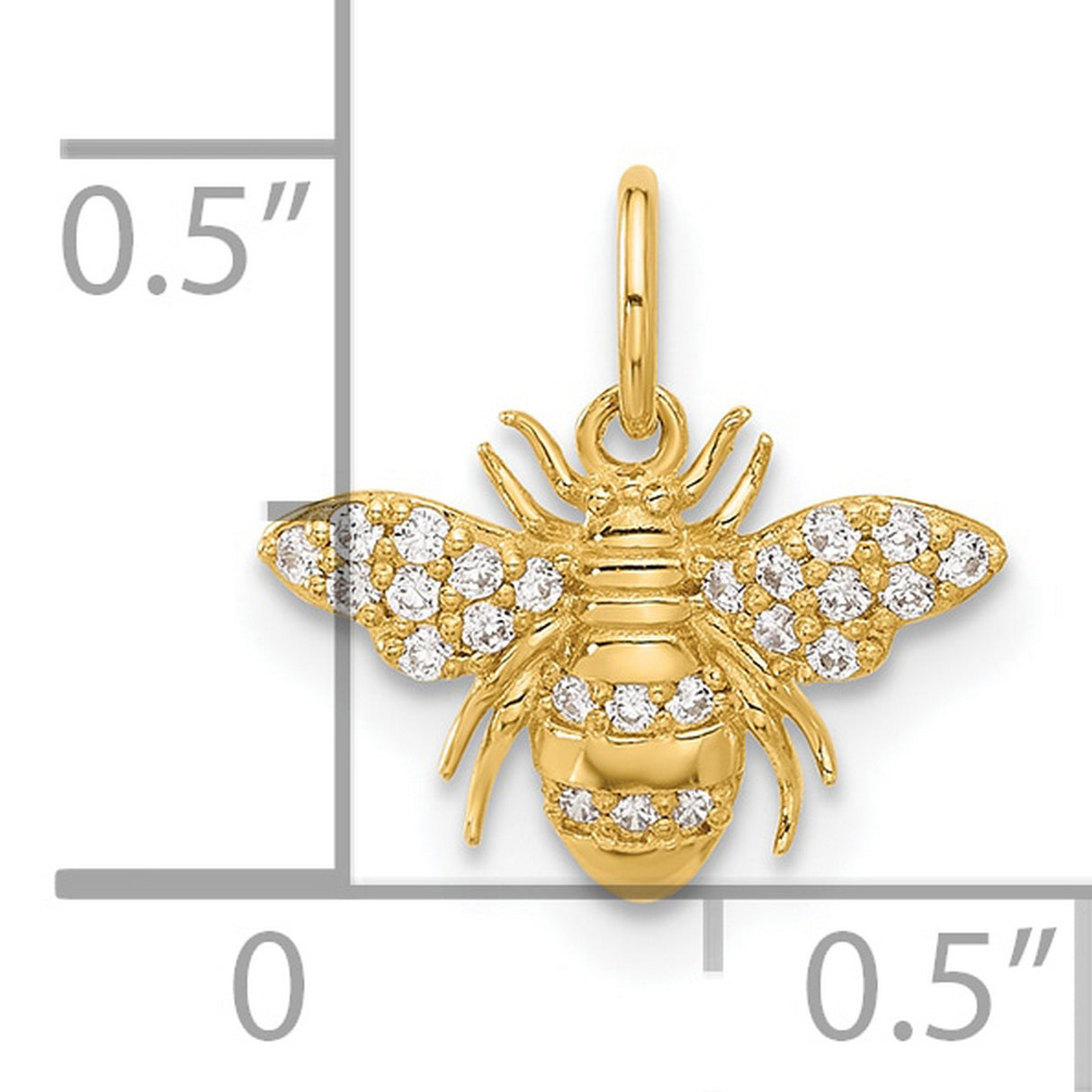 10k Yellow Gold Bee Pendant with Cubic Zirconia, Nature-Inspired Charm for Women