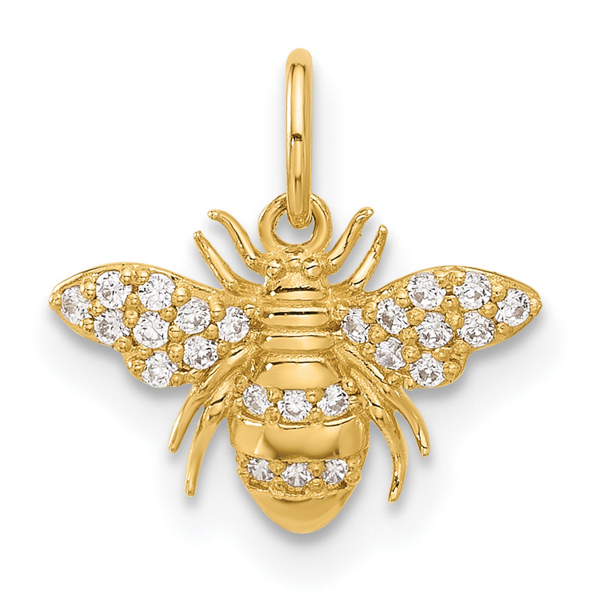 10k Yellow Gold Bee Pendant with Cubic Zirconia, Nature-Inspired Charm for Women