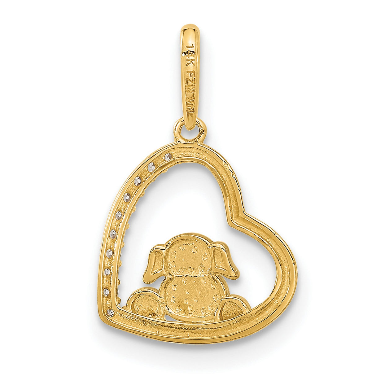 10k Multi-Tone Gold Dog Heart Pendant with Cubic Zirconia, Pet Memorial Charm