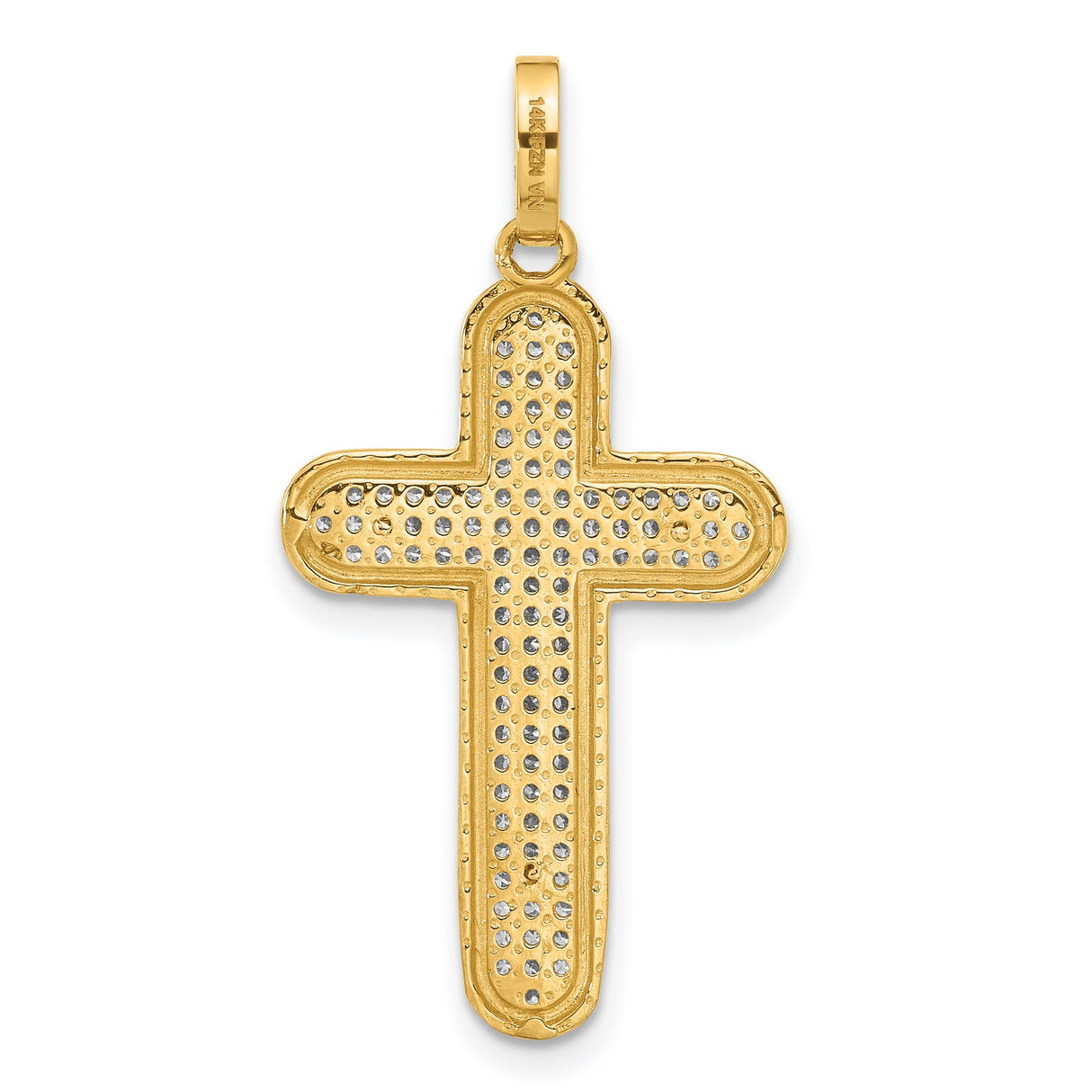 10k Yellow Gold Crucifix Cross Pendant with Cubic Zirconia Accents and Jesus Figure
