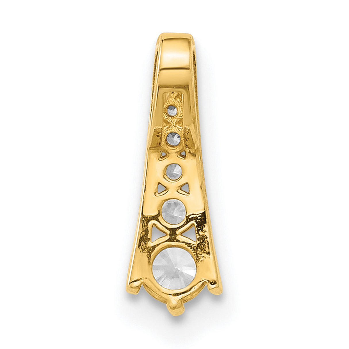 10k Yellow Gold Vertical Pendant with Graduated Cubic Zirconia, Tapered Minimalist Design