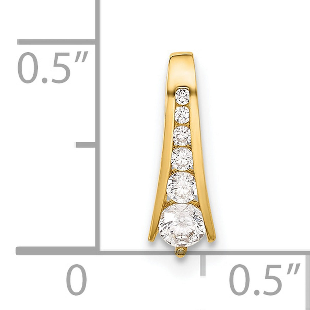 10k Yellow Gold Vertical Pendant with Graduated Cubic Zirconia, Tapered Minimalist Design