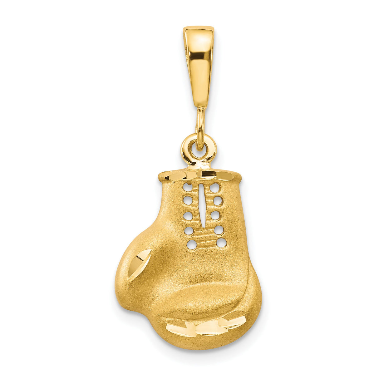 10k Yellow Gold Boxing Glove Pendant, Detailed Laced Design, Sports Charm for Men or Unisex Wear