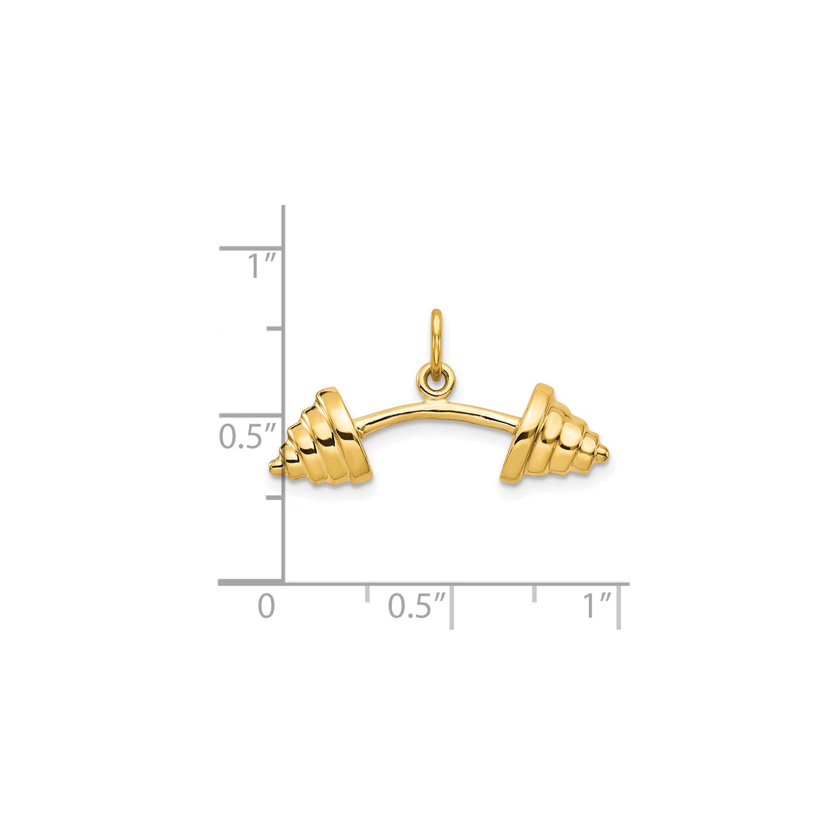 10k Yellow Gold Barbell Pendant, Dumbbell Fitness Charm Symbolizing Strength and Dedication