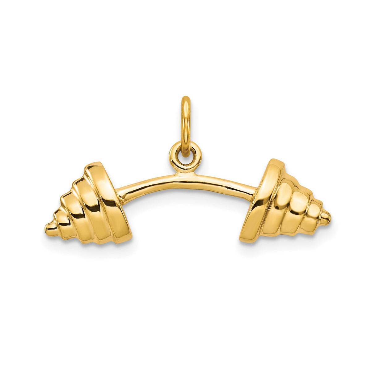 10k Yellow Gold Barbell Pendant, Dumbbell Fitness Charm Symbolizing Strength and Dedication