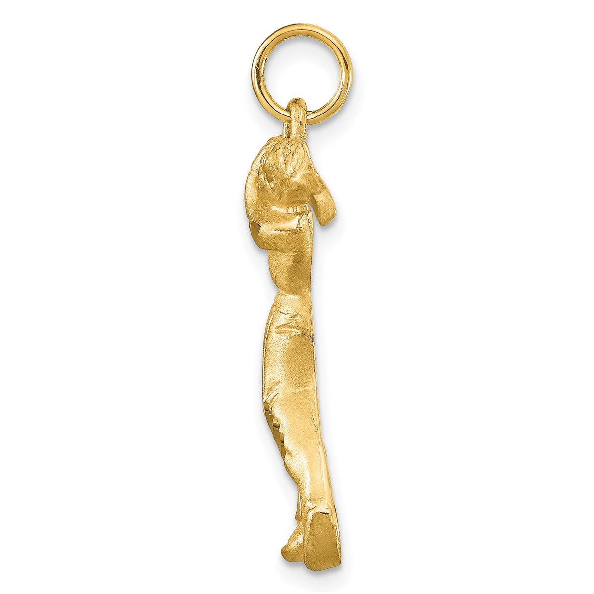 10k Yellow Gold Golfer Pendant with Swinging Golfer Figure, Sports Charm for Men