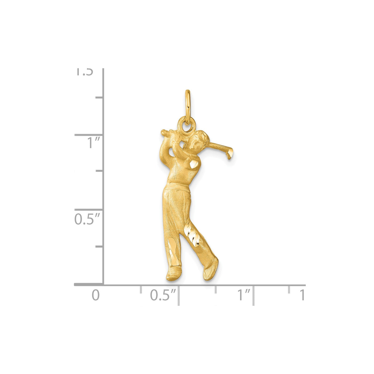 10k Yellow Gold Golfer Pendant with Swinging Golfer Figure, Sports Charm for Men