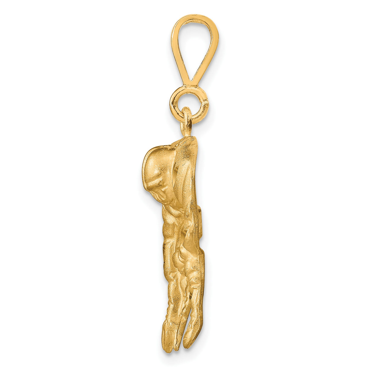 10k Yellow Gold Football Player Pendant, Crouched Lineman Sports Charm for Men