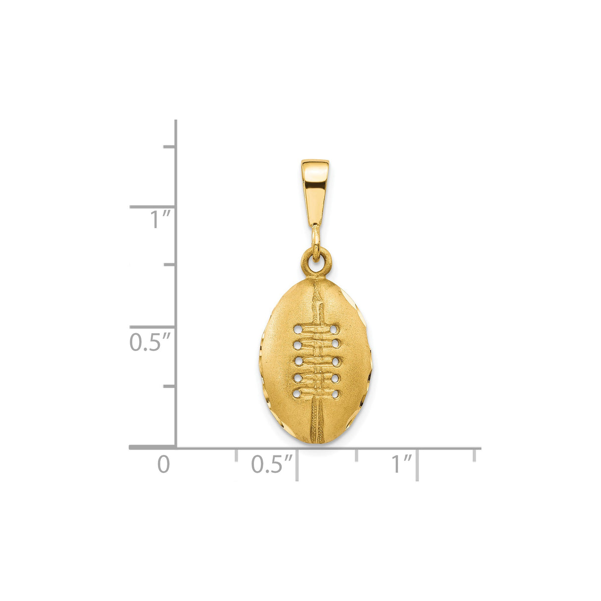 10k Yellow Gold Football Pendant, Textured Oval Design with Stitching, Sports Charm for Men or Unisex