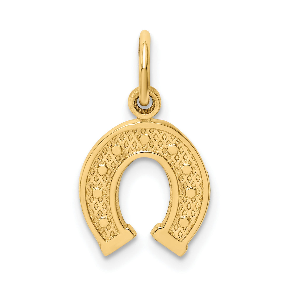 10k Yellow Gold Horseshoe Pendant Charm, Luck Symbol Jewelry for Women or Unisex Wear
