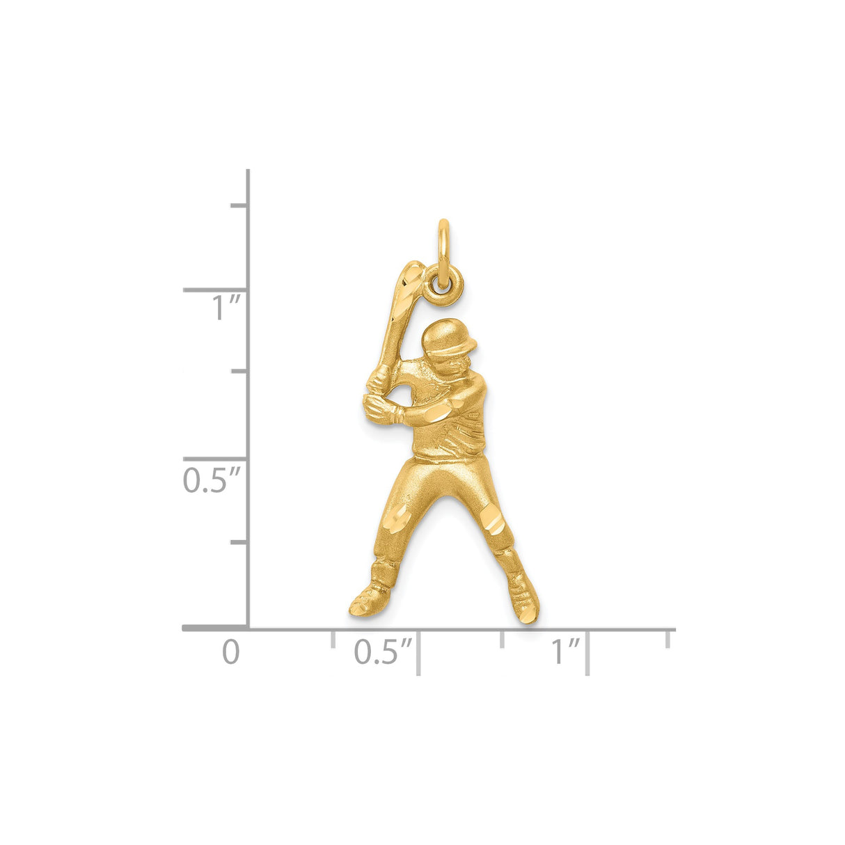 10k Yellow Gold Baseball Player Pendant in Swing Motion, Sports Charm for Teens or Men