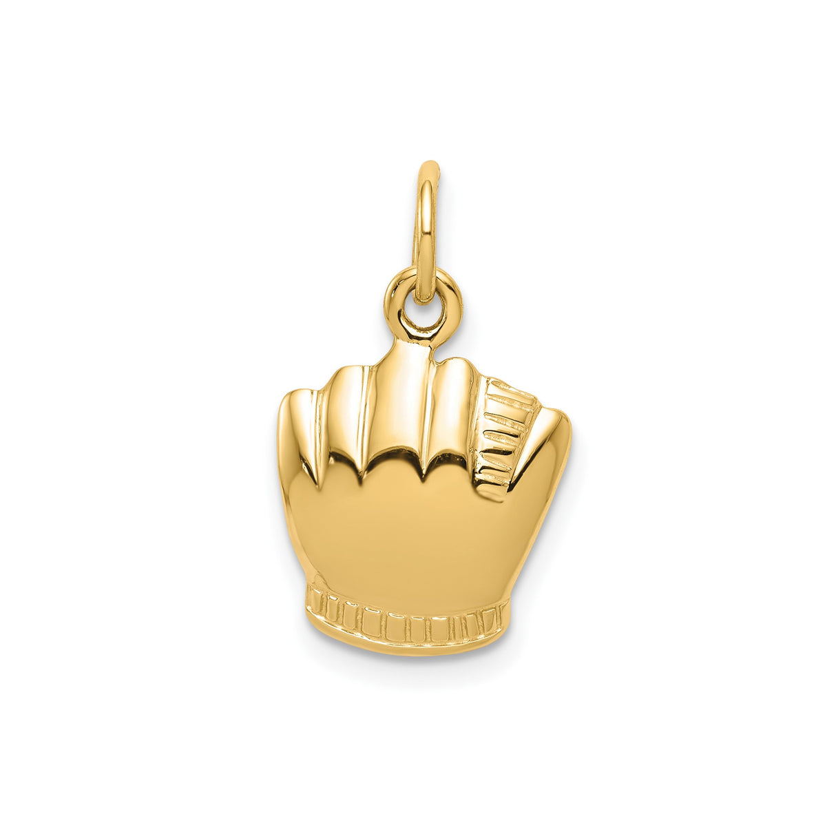 10k Yellow Gold Catchers Mitt Pendant, Detailed Baseball Glove Charm, Sports Jewelry for Men and Women
