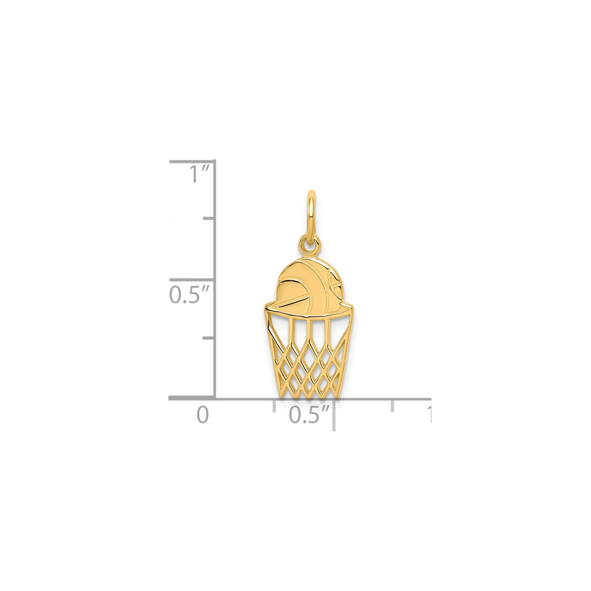 10k Yellow Gold Basketball Hoop Pendant with Ball, Sports Charm for Men and Women