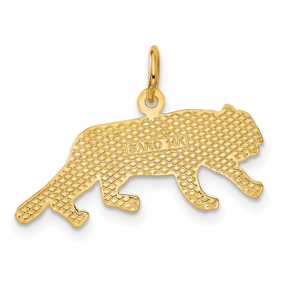 10k Yellow Gold Tiger Pendant with Walking Tiger Design, Unisex Jungle Animal Charm