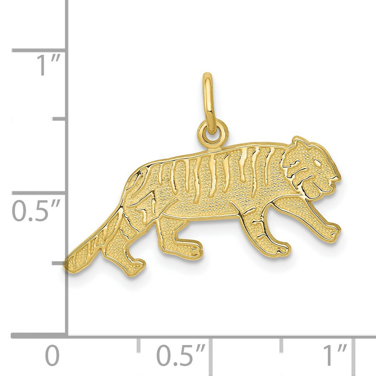 10k Yellow Gold Tiger Pendant with Walking Tiger Design, Unisex Jungle Animal Charm