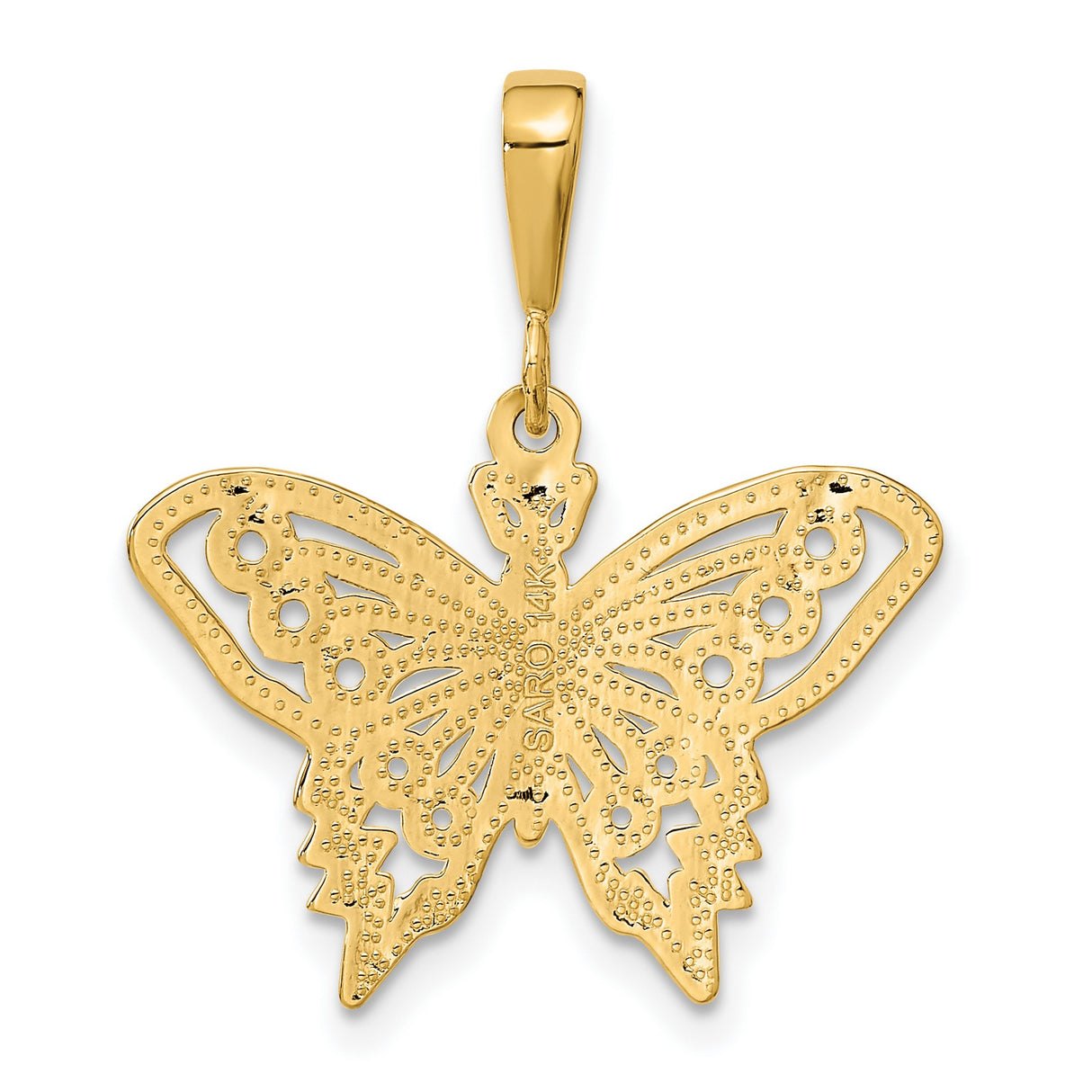 10k Yellow Gold Butterfly Pendant with Cut-Out Wing Detail, Nature-Inspired Design for Women