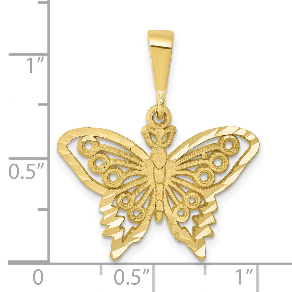 10k Yellow Gold Butterfly Pendant with Cut-Out Wing Detail, Nature-Inspired Design for Women