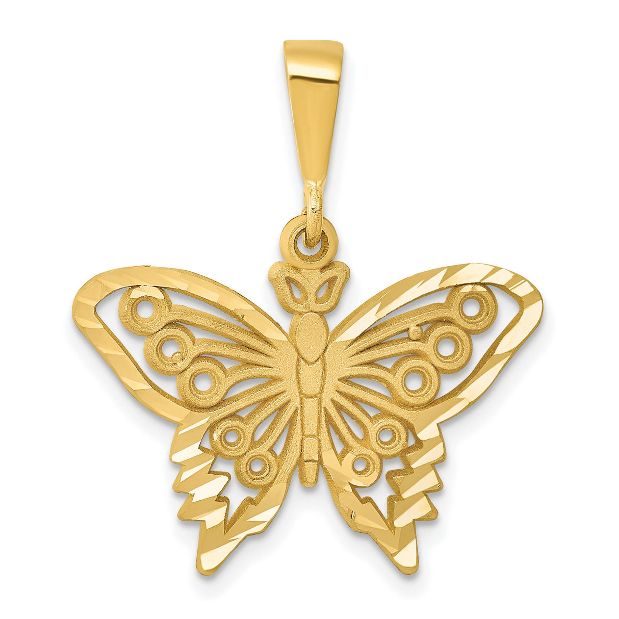 10k Yellow Gold Butterfly Pendant with Cut-Out Wing Detail, Nature-Inspired Design for Women