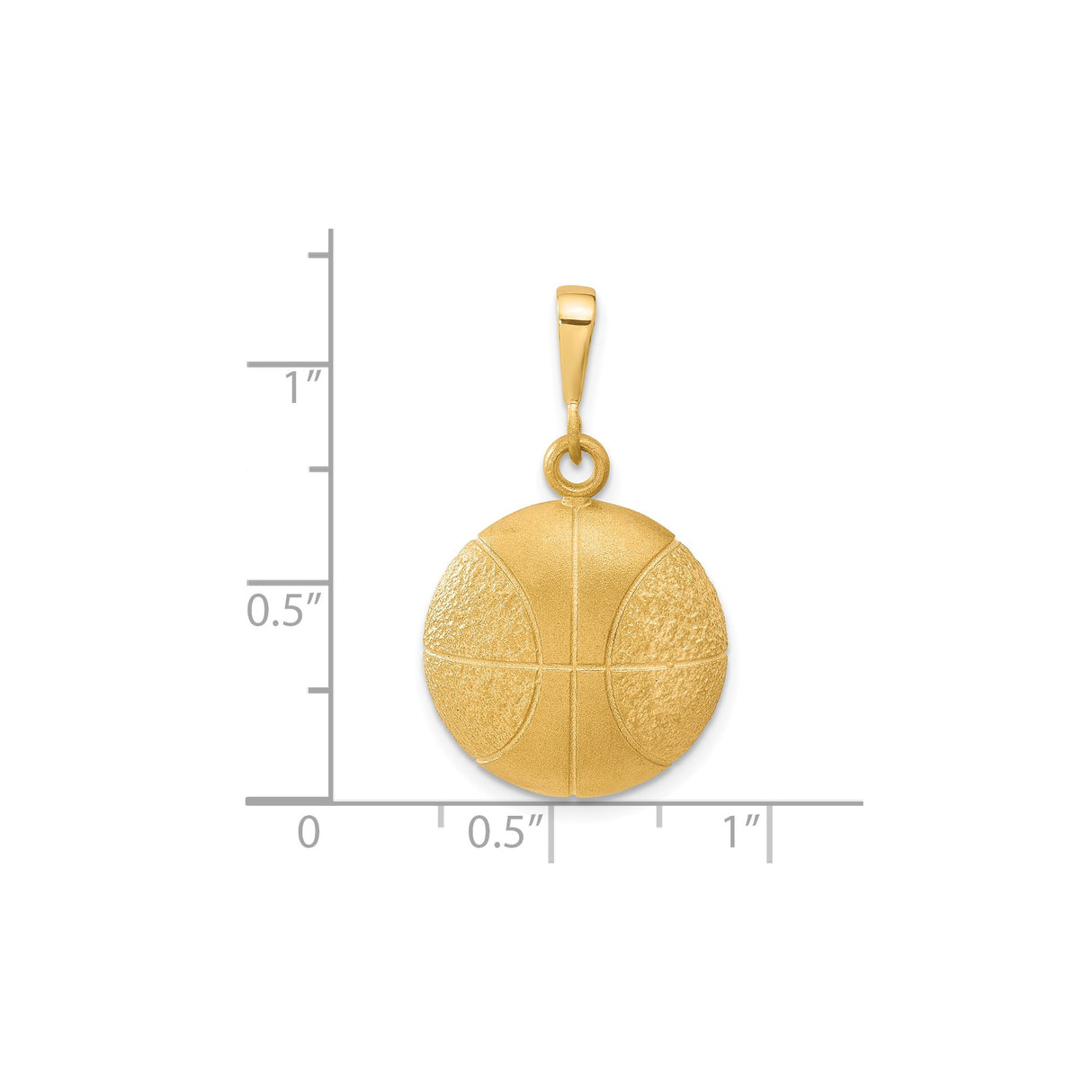 10k Yellow Gold Basketball Pendant with Textured Design, Unisex Sports Charm