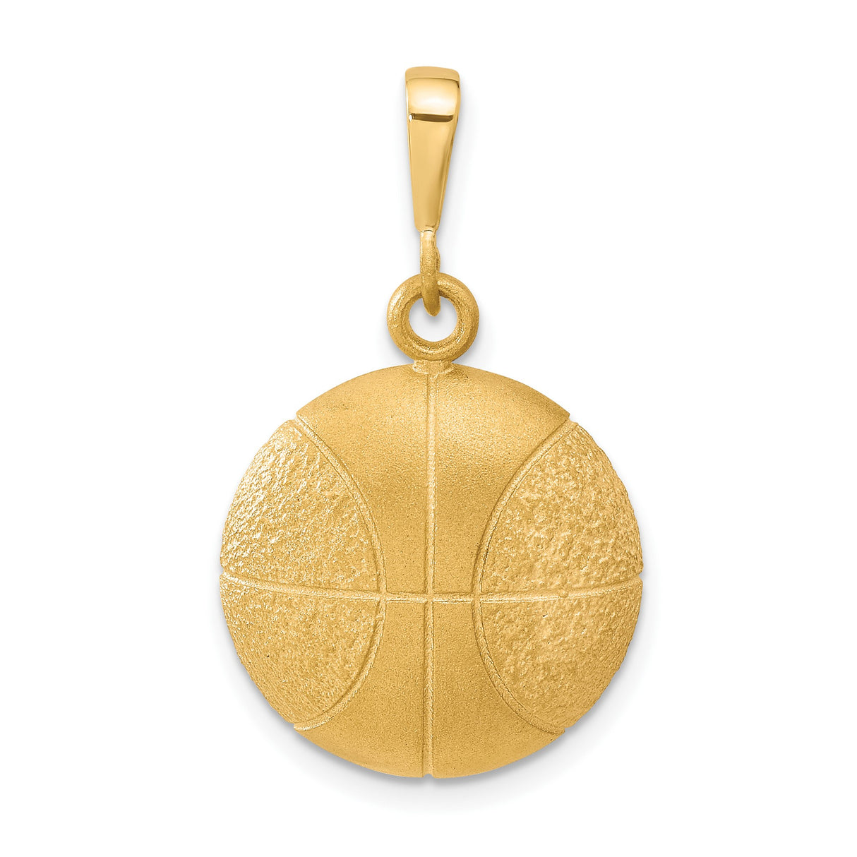 10k Yellow Gold Basketball Pendant with Textured Design, Unisex Sports Charm
