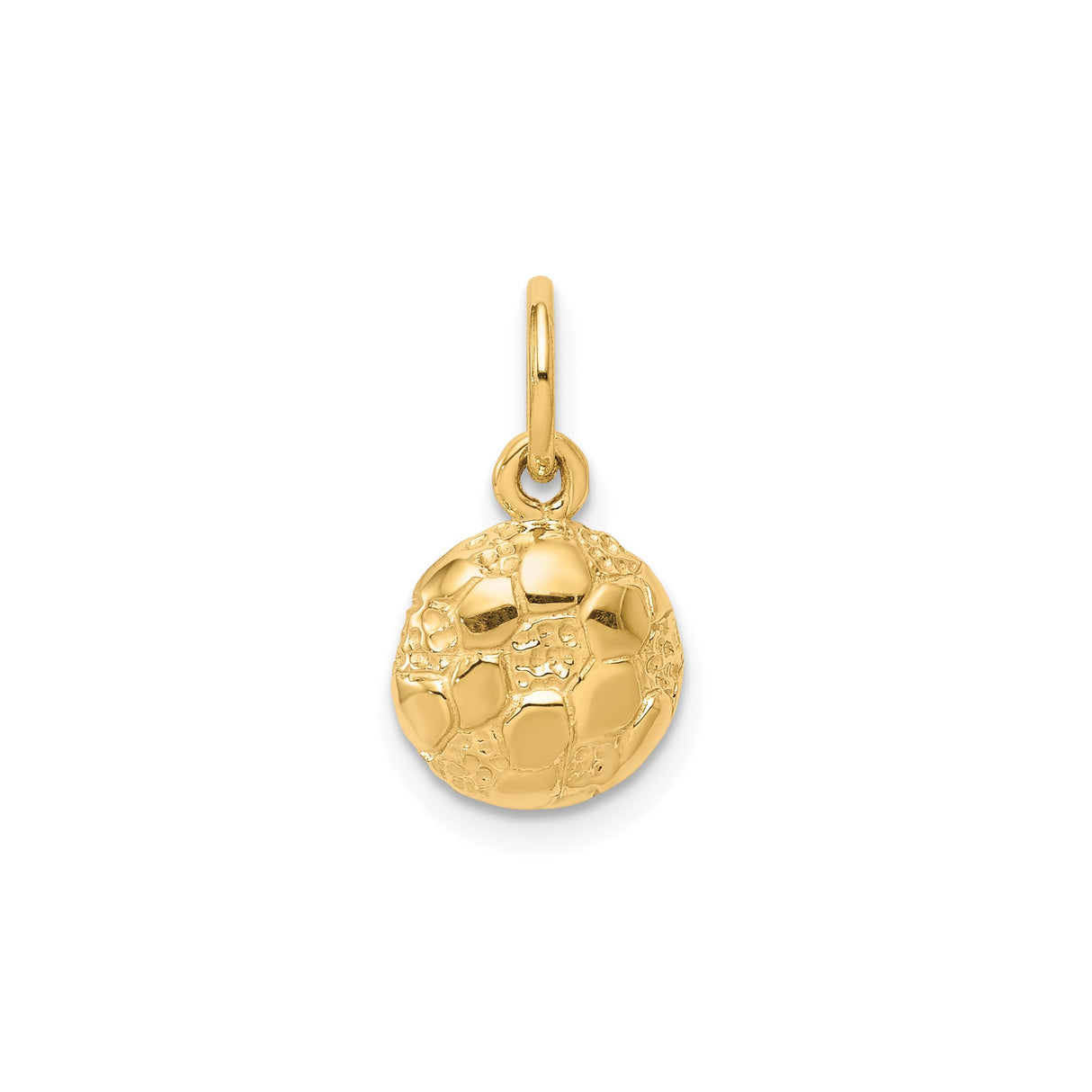 10k Yellow Gold Soccer Ball Pendant, Textured 3D Sports Charm for Men and Women