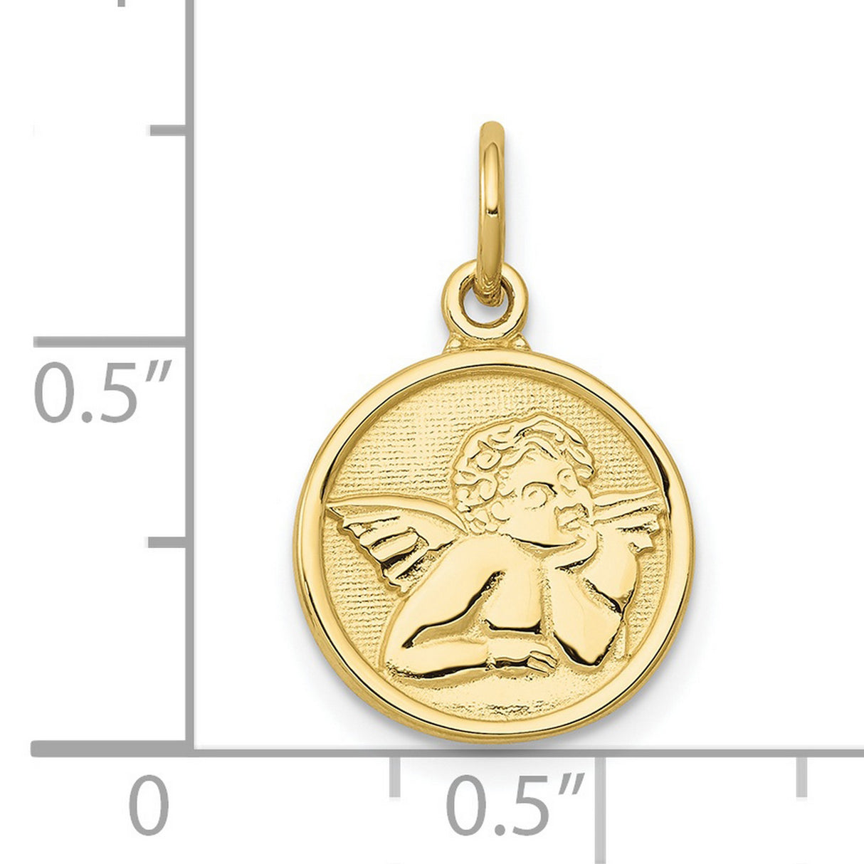 10k Yellow Gold Angel Pendant with Detailed Cherub Design, Religious Christian Jewelry