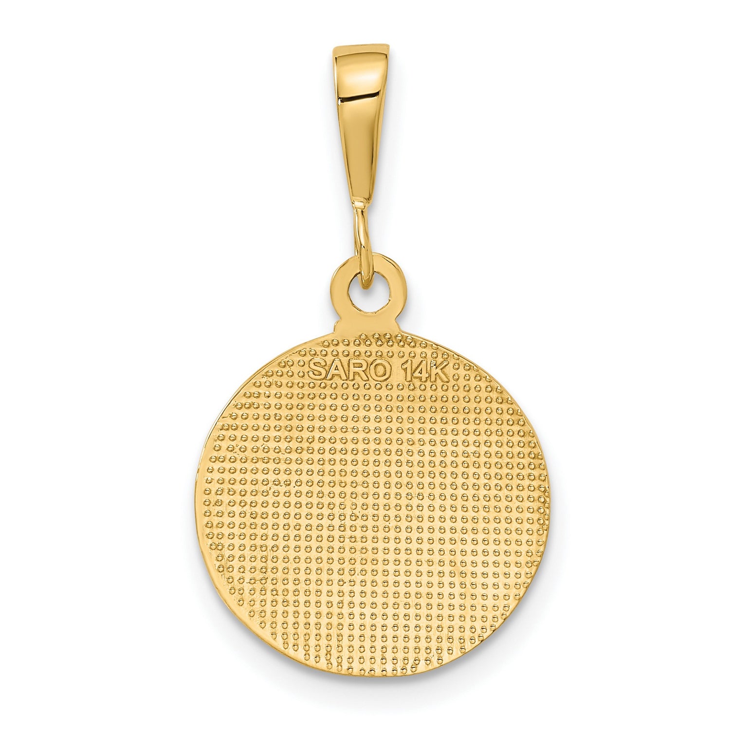 10k Yellow Gold Cherub Pendant, Detailed Angel Medallion with Satin Finish, Religious Theme