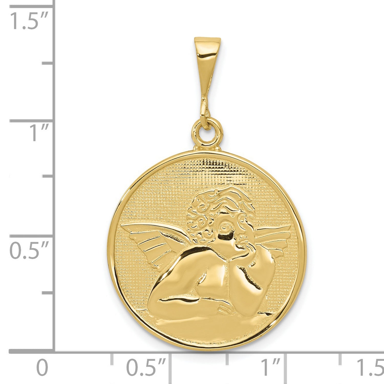 Polished Satin Angel Charm Pendant in Real 10k Yellow Gold