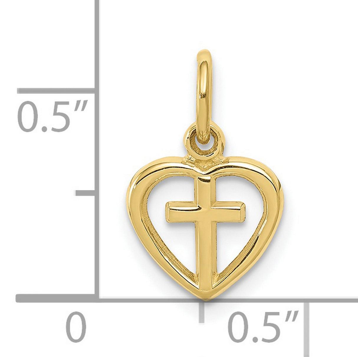 10k Yellow Gold Cross Pendant with Openwork Heart Design, Symbol of Faith and Love