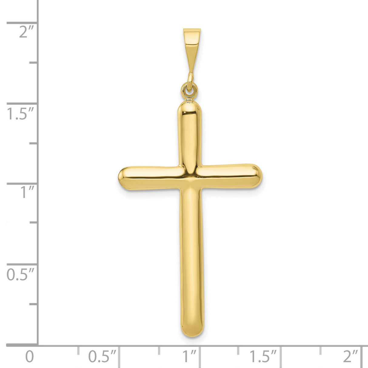 10k Yellow Gold Cross Pendant with Rounded Edges and Polished Finish for Men and Women
